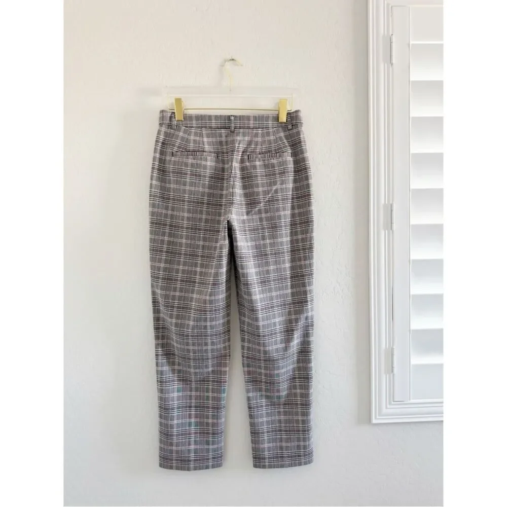 NEW Express Editor Super High Waisted Plaid Straight Ankle Pant Size 10 Long
